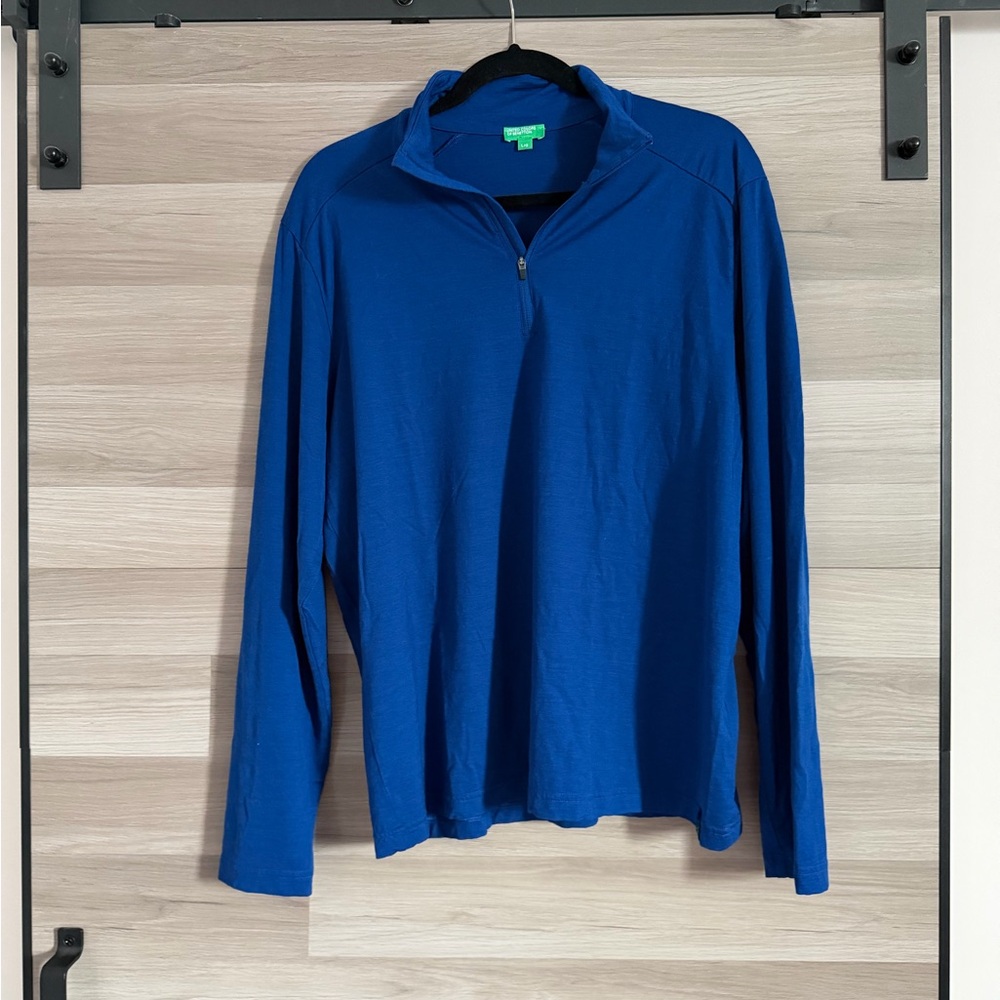 United Colors of Benetton 100% Merino Wool Quarter-Zip Pullover Large